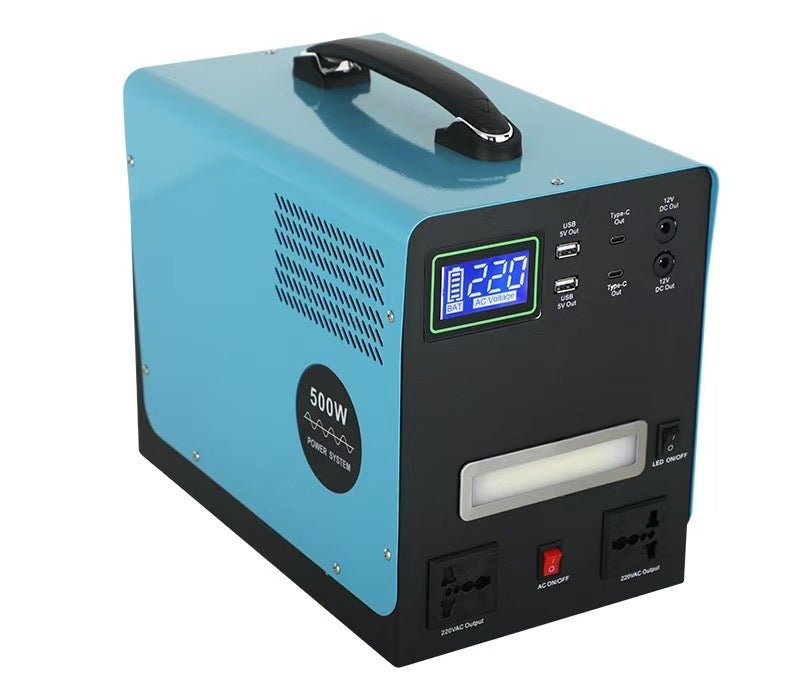 500W Off-Grid Solar Kit | AC 220V Output | 48AH LiFePO4 | USB & Type-C Charging